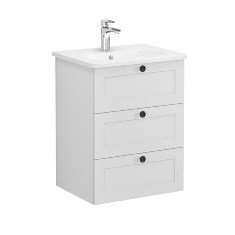 Vitra Root Classic 68905 Lavabo Dolabı, Üç Çekmeceli, 60 Cm, Mat Açık Gri, Yuvarlak Lavabolu